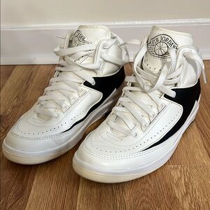 Air Jordan Retro 2 Cream and Black High-Top Sneakers